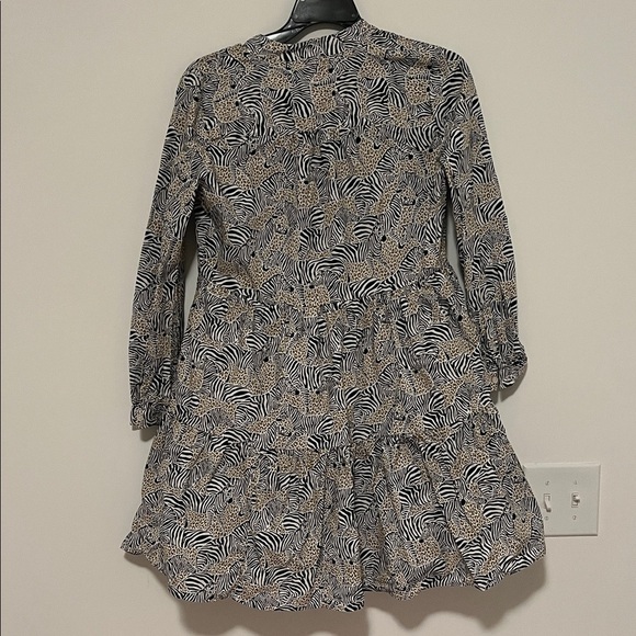 J. Crew Tiered Zebra Print Long Sleeve Dress Size XXS - Picture 5 of 7